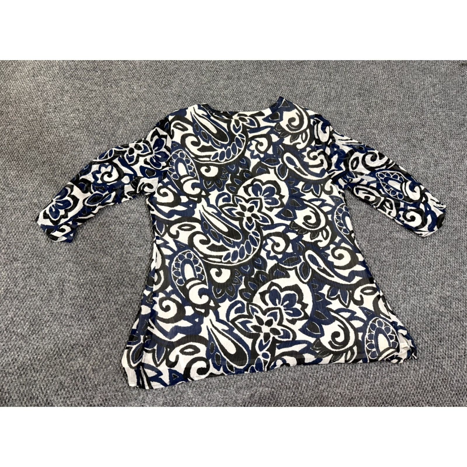 Coldwater Creek Coldwater Creek Blouse Womens XL Blue Black White Paisley Long Sleeve Button up Size XL / US 12-14 / IT 48-50 - 7 Thumbnail