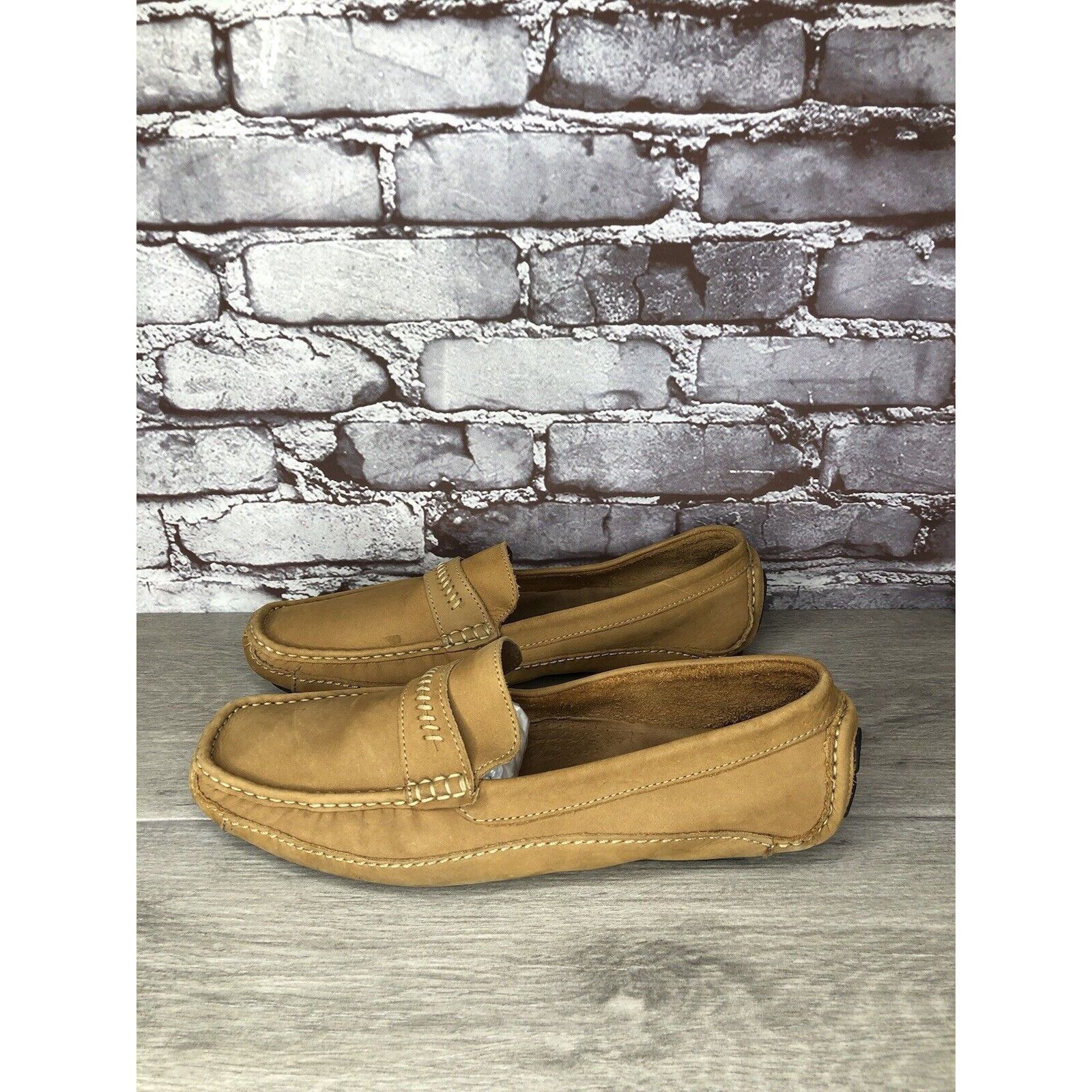 Clarks Clarks England Tan Nubuck Leather Slip On Driving Loafers Sh Size US 11 / EU 44 - 1 Thumbnail