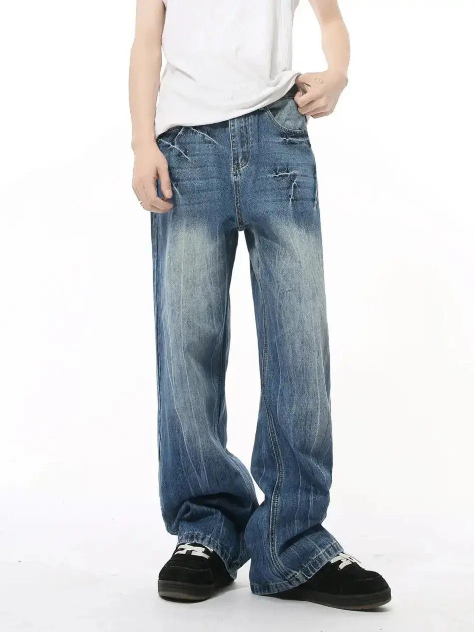 Japanese Brand Retro loose straight tube water pattern jeans Size US 32 / EU 48 - 1 Thumbnail