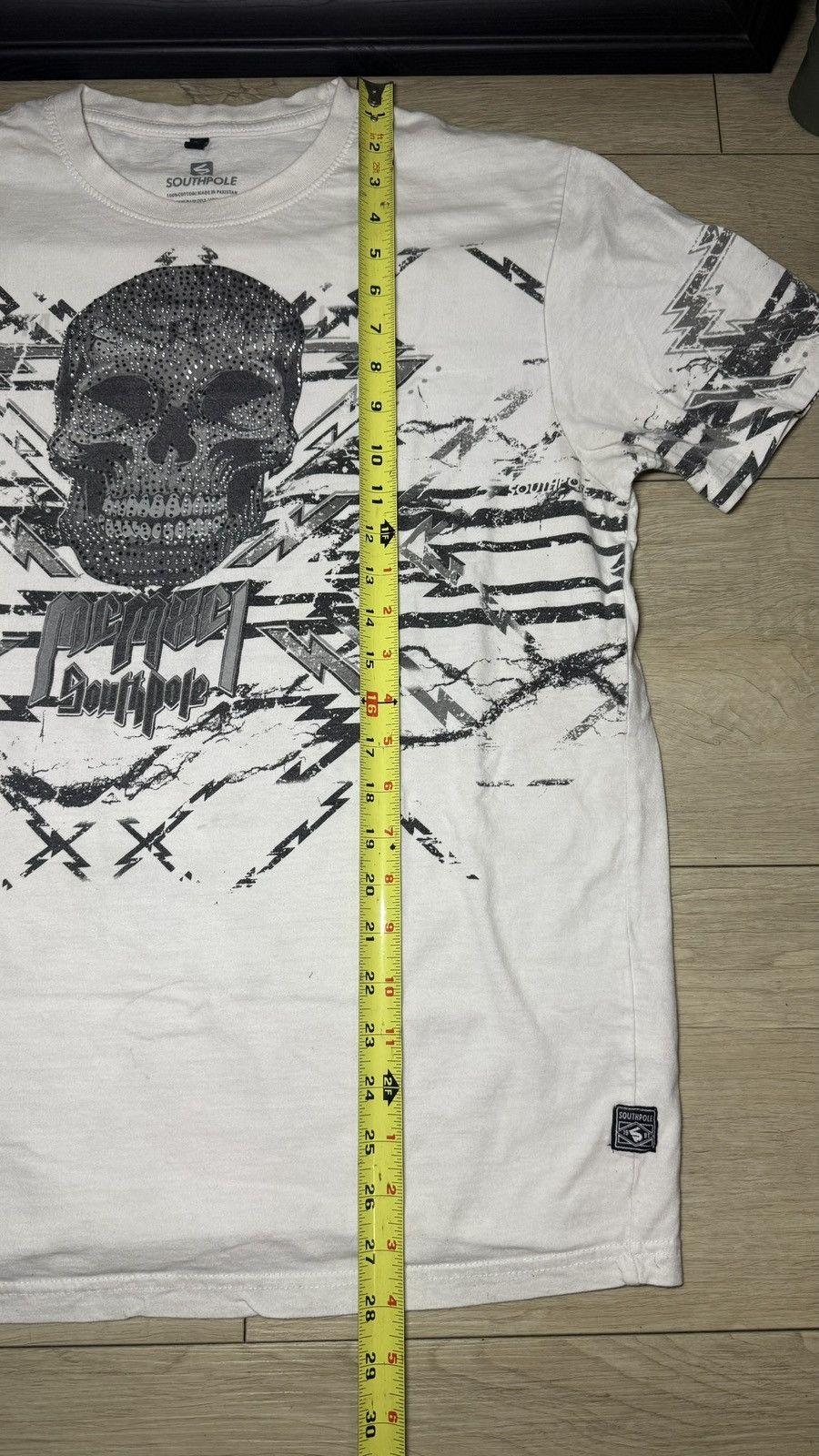 Southpole Y2K 2000s Southpole Rhinestone Skull Lightning AOP Shirt Size US L / EU 52-54 / 3 - 6 Thumbnail