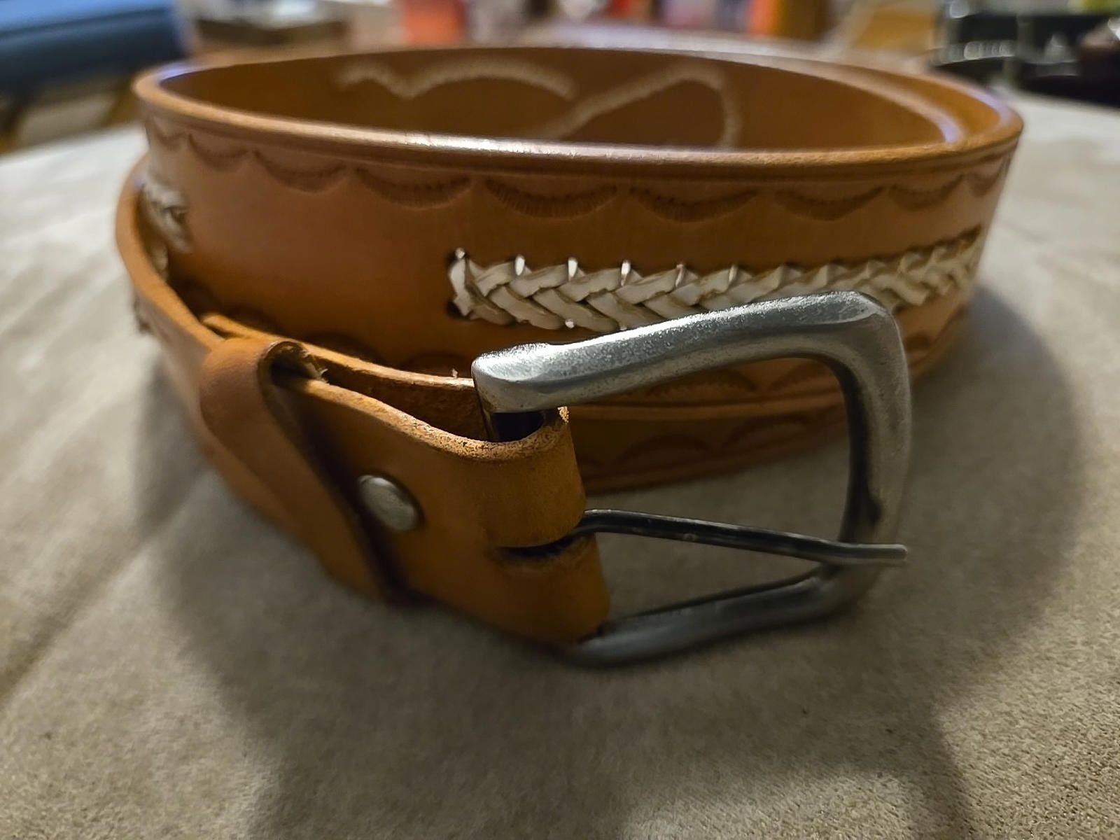 Handmade Vintage Genuine Leather Belt Scorpion Design Western Cowboy Size ONE SIZE - 2 Thumbnail