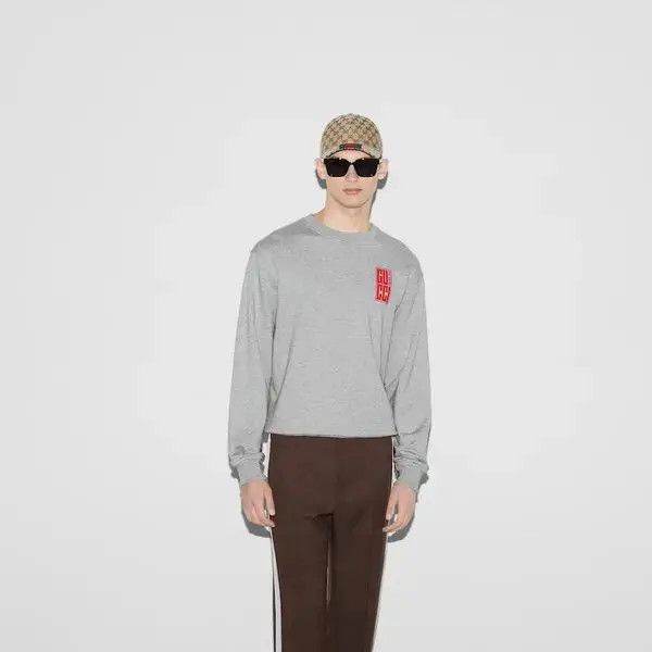 Gucci o1s1wg110226 Cotton Jersey Sweatshirt in Gray Size US XXL / EU 58 / 5 - 3 Thumbnail
