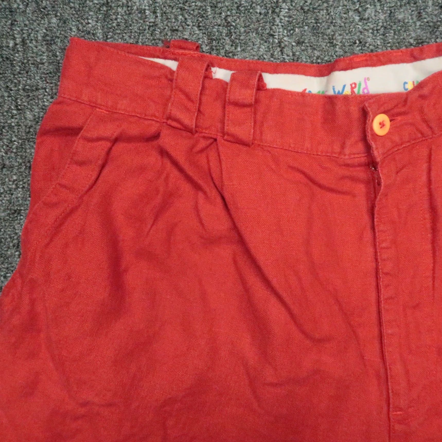 Jams World Jams World Shorts Mens 36 Paprika Red 100% Linen Chino Lightweight Button Flat Front Belt Loops Pockets Casual Travel Vintage: No Regu l ar Size US 36 / EU 52 - 2 Thumbnail