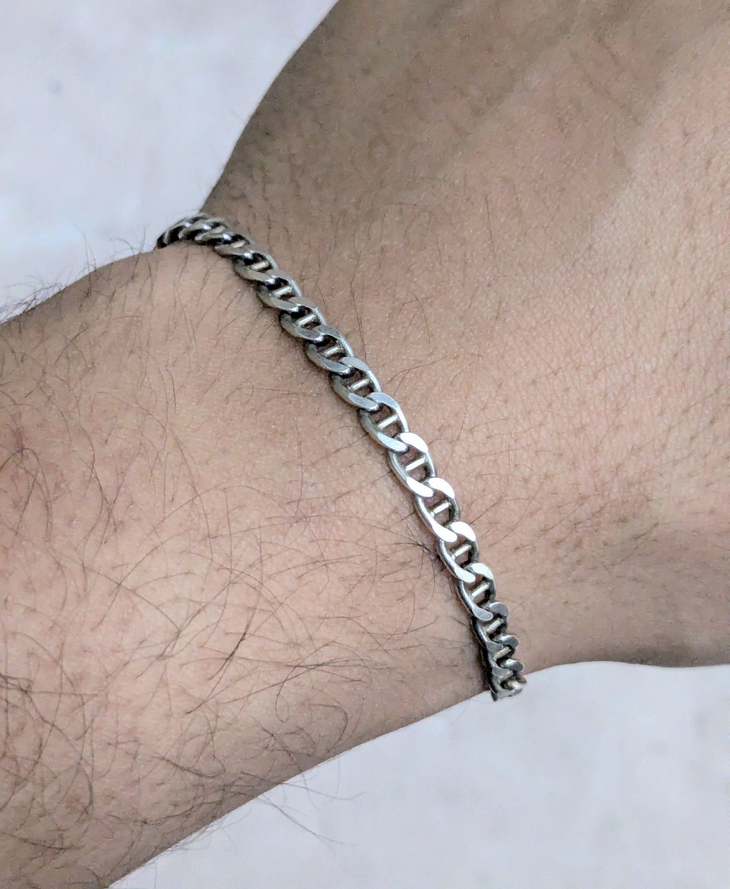 Jewelry Sterling Silver Bracelet Mariner Anchor 8.25" Size ONE SIZE - 10 Thumbnail