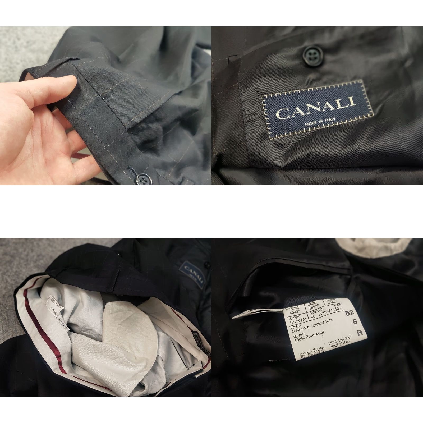 Canali Canali Classic Design Pure Wool Navy blue Plaid 2 Piece Mens Suit 52 Regular (Business, Formal) Mens Suit Size 52R - 10 Thumbnail