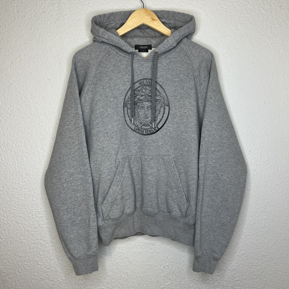 Versace Collection Medusa Designer Streetwear Gray Zip Up Hoodie factory Sweatshirt