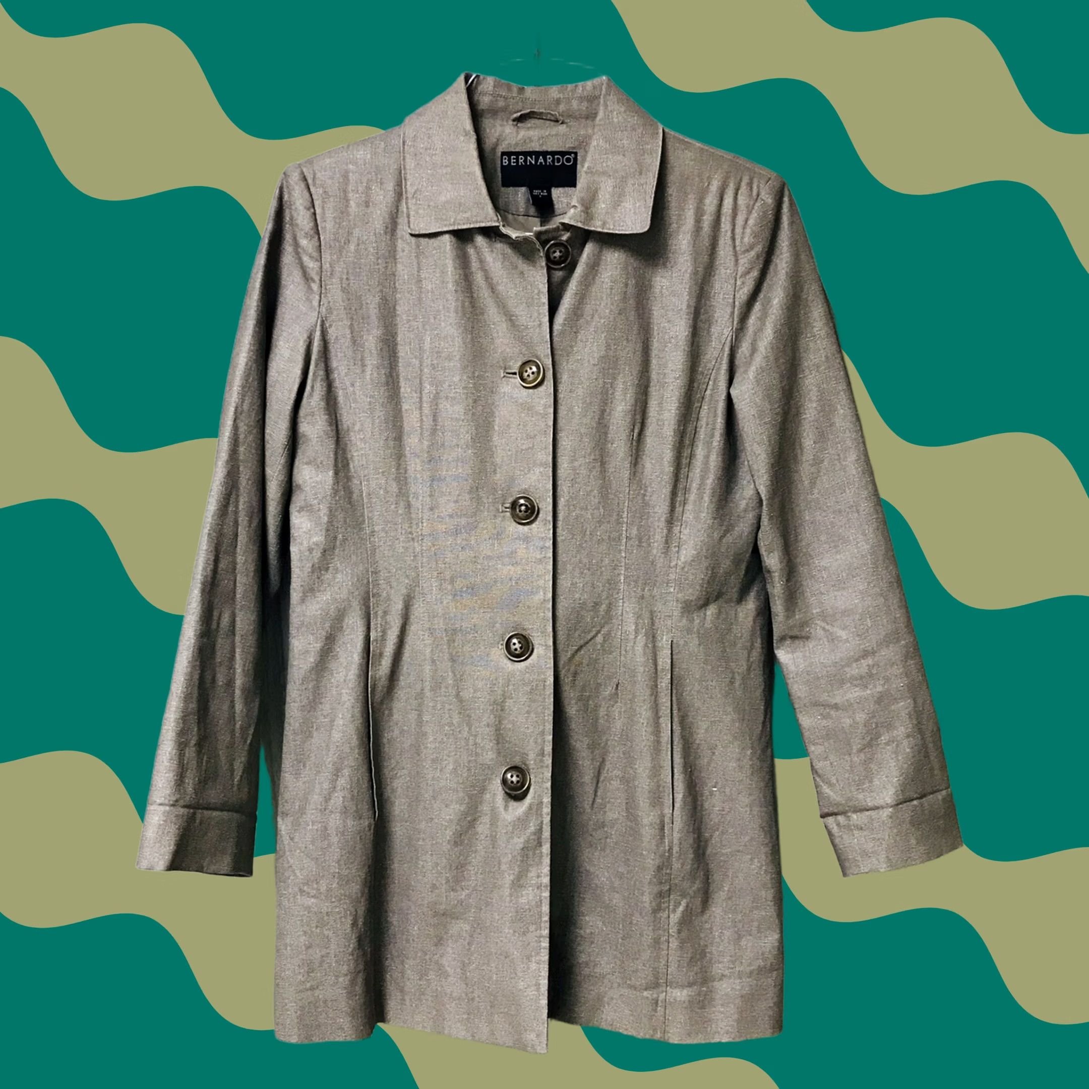 Vintage VINTAGE Bernardo Women Tan Variegated Button Up Long Sleeve Overcoat Jacket S Size S / US 4 / IT 40 - 1 Thumbnail