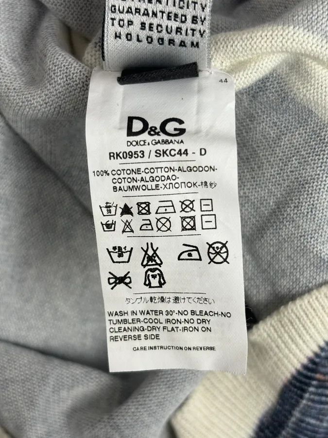 Dolce & Gabbana SS2010 Dolce & Gabbana Blue Denim Trompe-loeil V Neck Sweater Size US S / EU 44-46 / 1 - 10 Thumbnail
