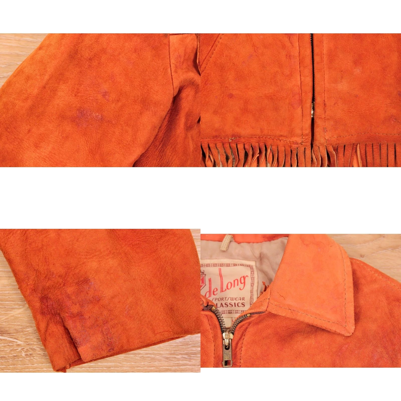 Vintage VTG Boy's 1960s Orange Fringe Leather Suede Jacket Sz 4 50s 60s Kid's Mens Womens Girls Boys Size US S / EU 44-46 / 1 - 8 Thumbnail