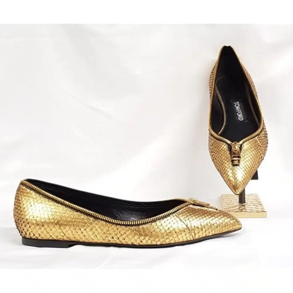 Tom Ford o1loc1c0525 W2071T Ballerina Python Flats in Gold Size US 6.5 / IT 36.5 - 1 Preview