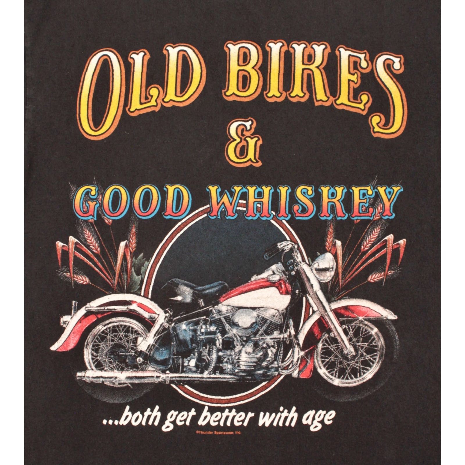 Vintage VTG Harley Davidson Tshirt 80s 90s Old Bikes & Good Whiskey Men L Black Graphic Tee Medium Size US M / EU 48-50 / 2 - 3 Thumbnail