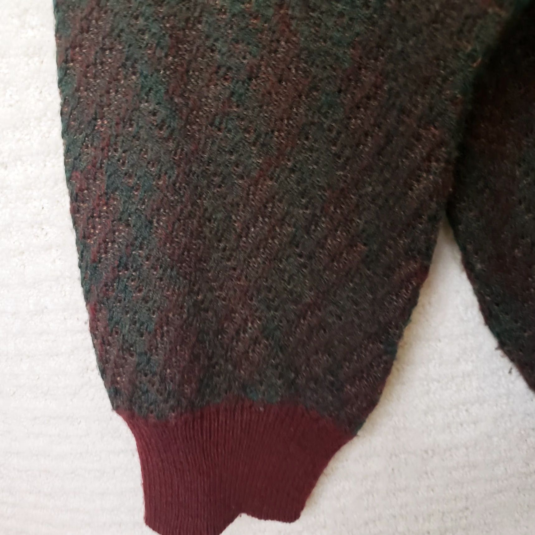 Jantzen VINTAGE Jantzen Sweater Mens L Crewneck Geometric Textured Maroon Brown Acrylic Knit Pattern Cosby Grandpa 00s Y2k Classic Pullover Size US L / EU 52-54 / 3 - 5 Thumbnail