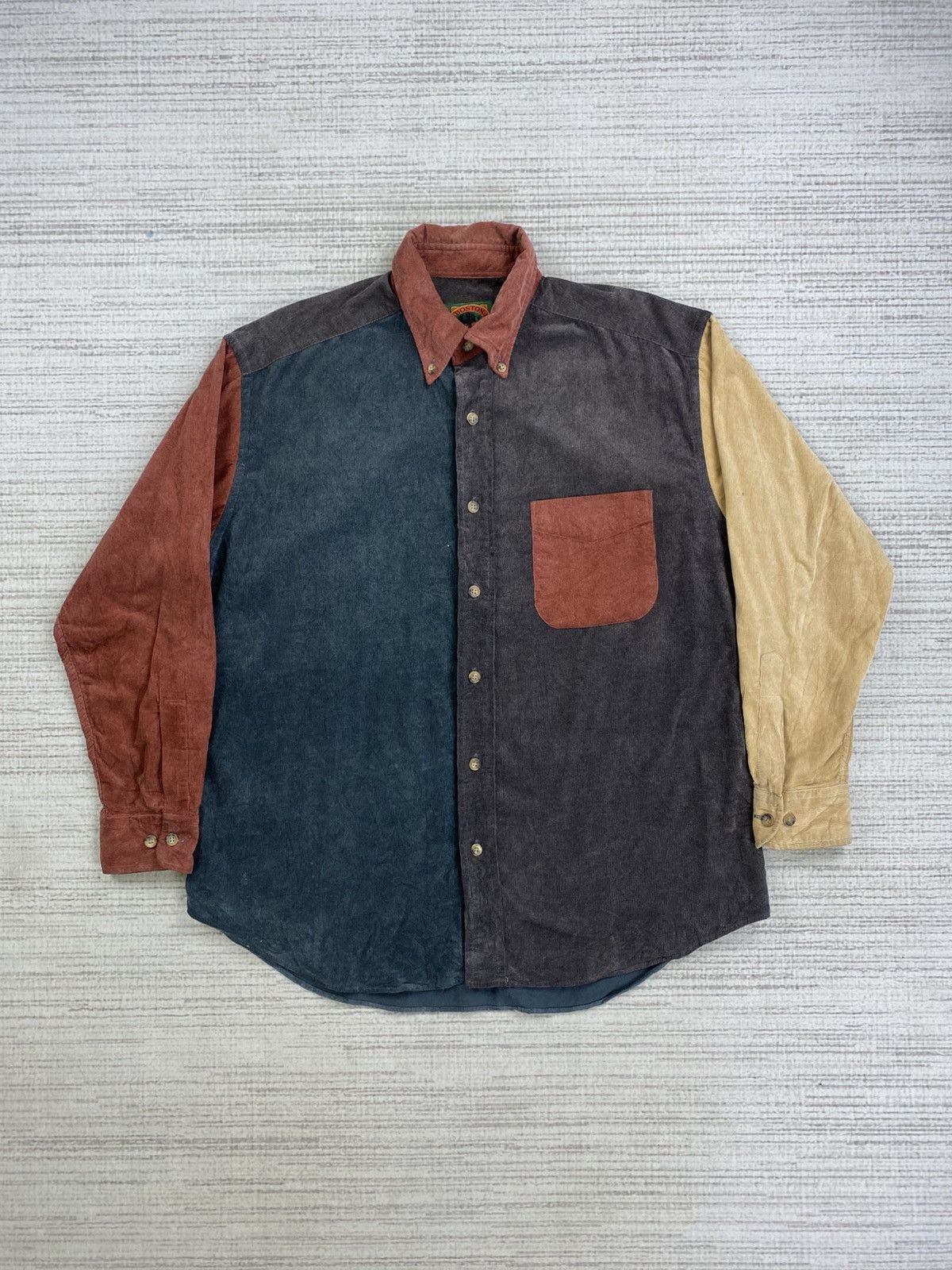 Vintage Boston Traders Colour Block Corduroy Button Up Shirt