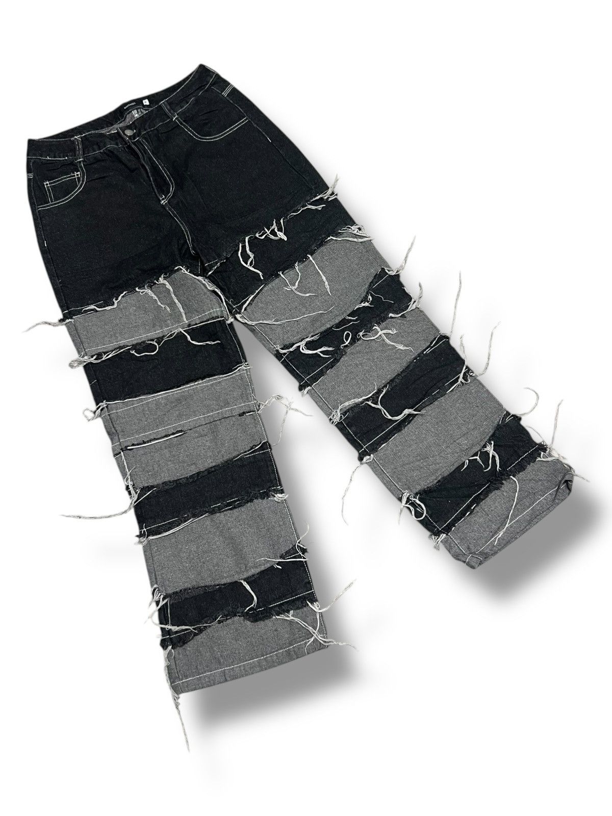 Hysteric Glamour NOVESSEL/Nobesel Borderline Distressed Wide Denim Pants Size US 32 / EU 48 - 6 Thumbnail