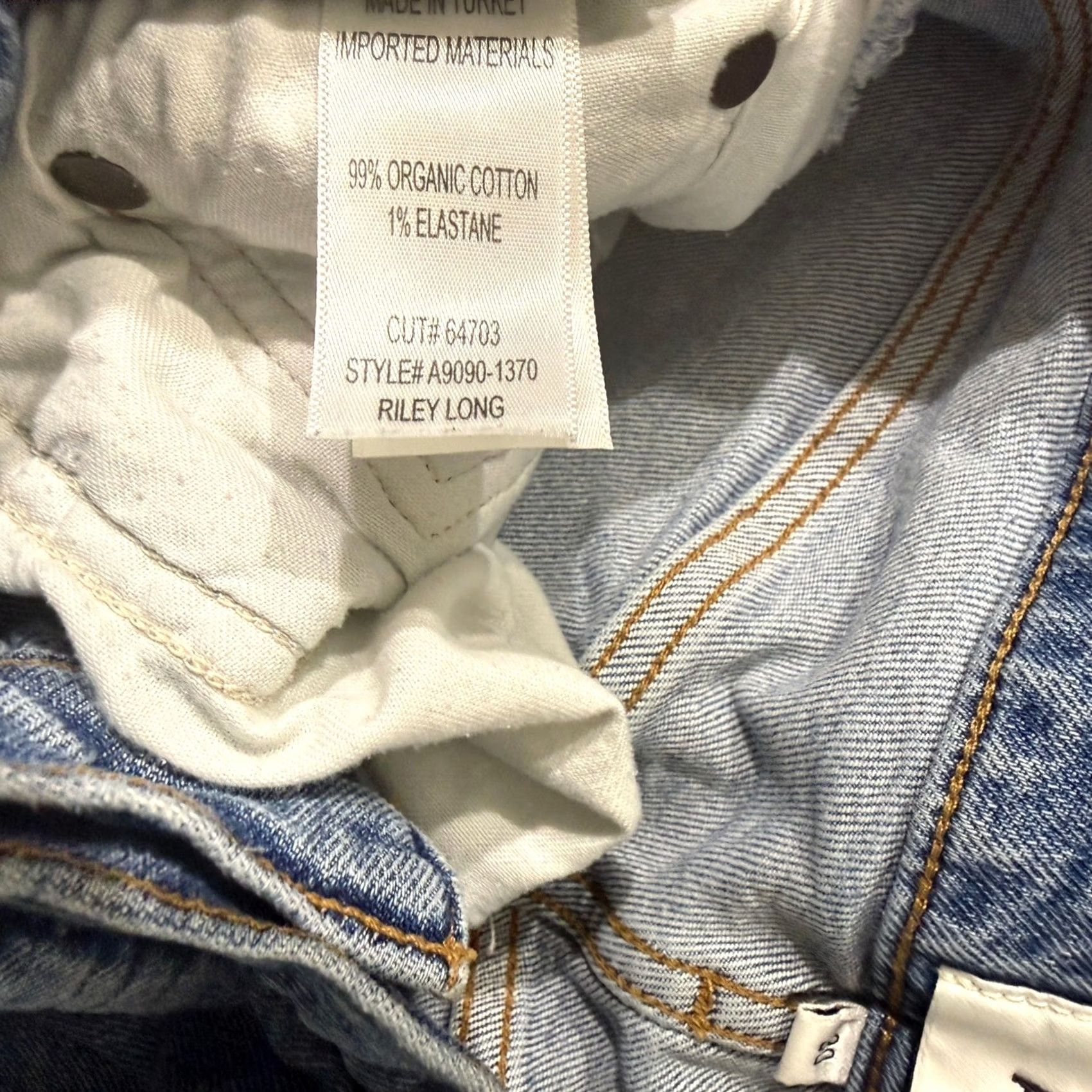 Agolde AGOLDE Jeans Riley Long 30 Denim Organic Cotton Button Fly Distressed 90s Womens Jeans 30 Blue ZZ23 Size 30" / US 8 / IT 44 - 6 Thumbnail