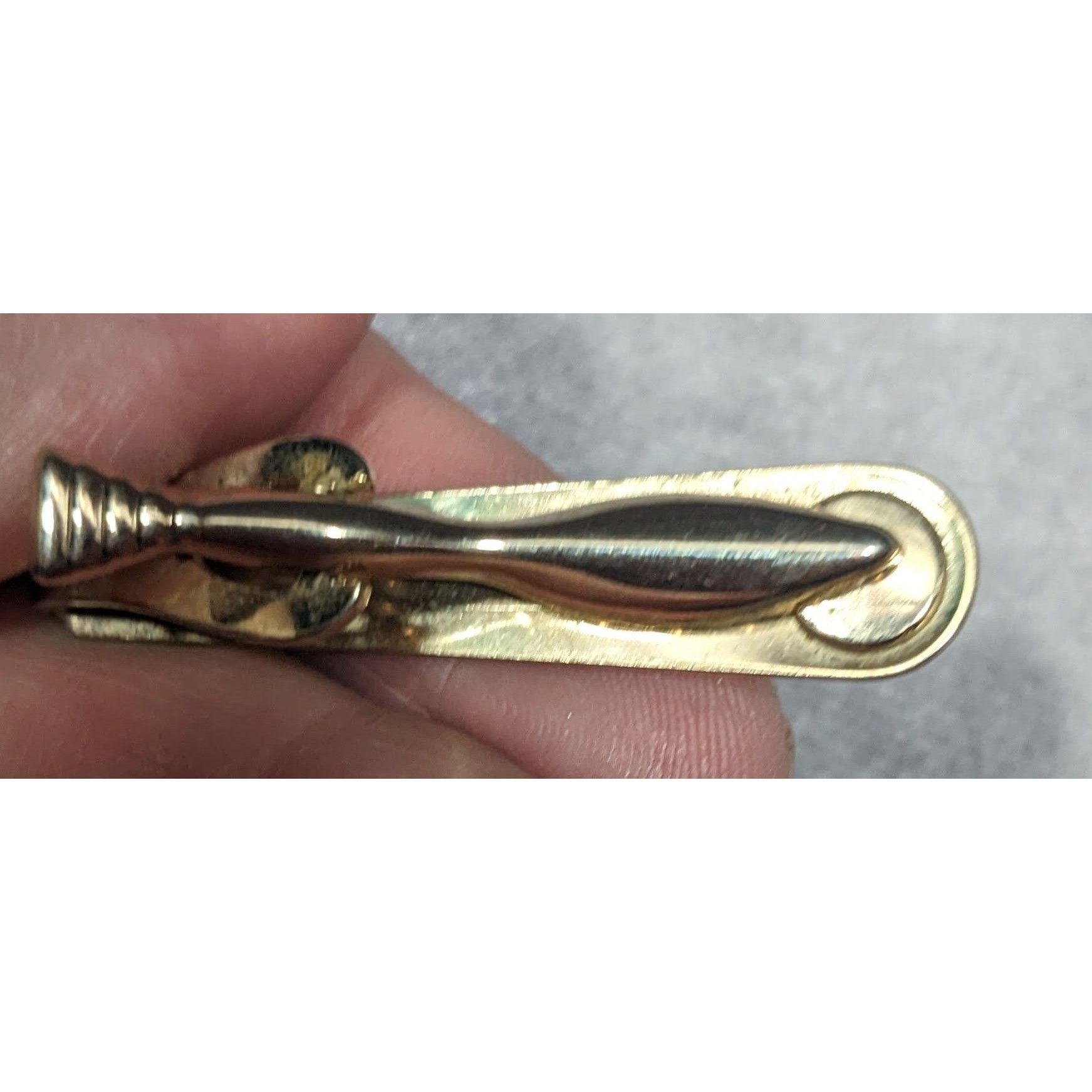 Other Vintage Sun Burst Engraved Gold Tone Tie Clip (Missing Stone Size ONE SIZE - 6 Thumbnail
