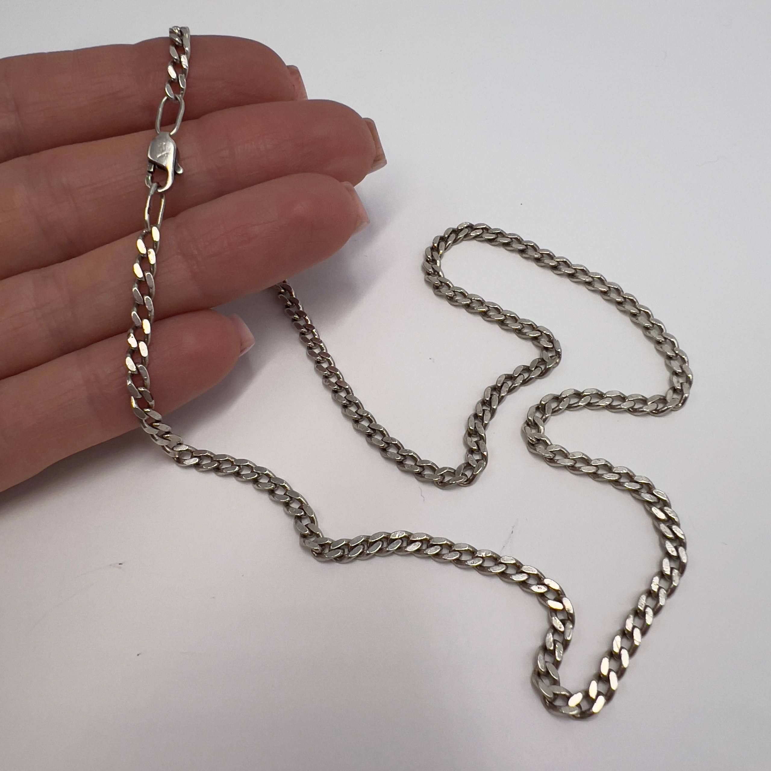 Sterling Silver Vintage Sterling Silver 925 Figaro Chain Necklace 11.4gr Size ONE SIZE - 7 Thumbnail