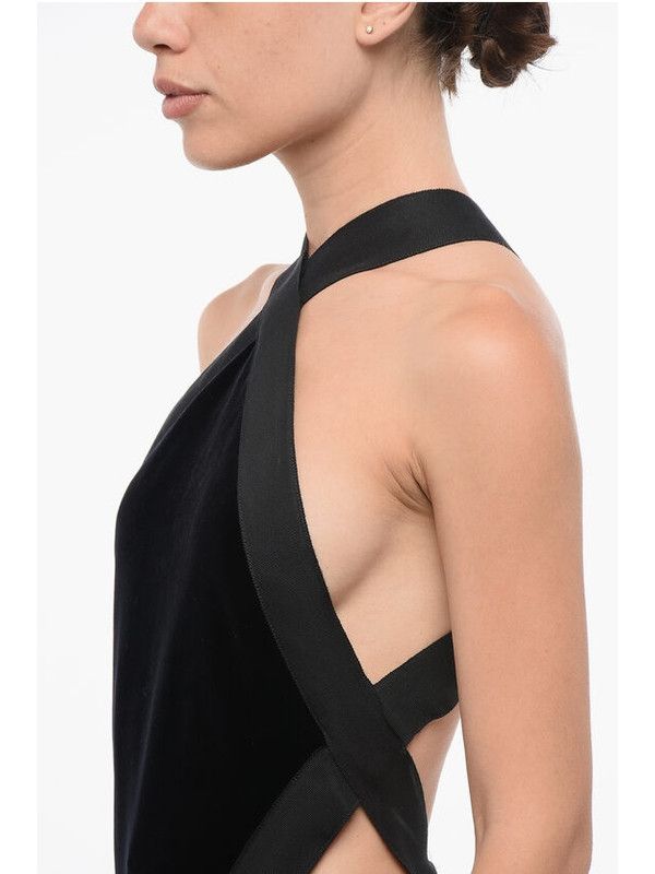 Saint Laurent Paris oc11z1025 Backless Bodysuit in Velvet in Black Size M / US 6-8 / IT 42-44 - 3 Thumbnail