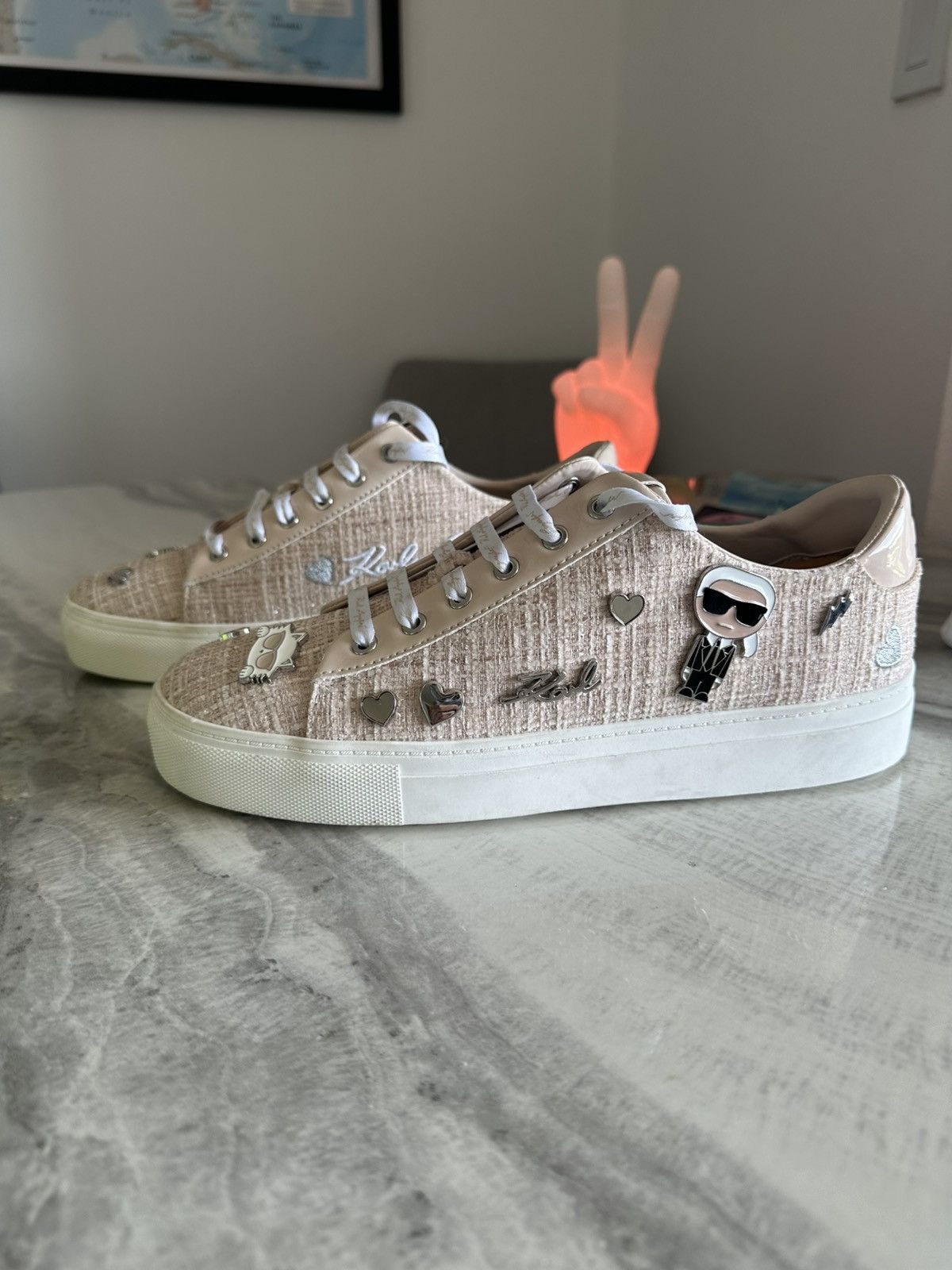 Karl Lagerfeld Karl Lagerfeld Paris Cate Pin Blush Beige Sneakers Size US 10 / IT 40 - 1 Thumbnail