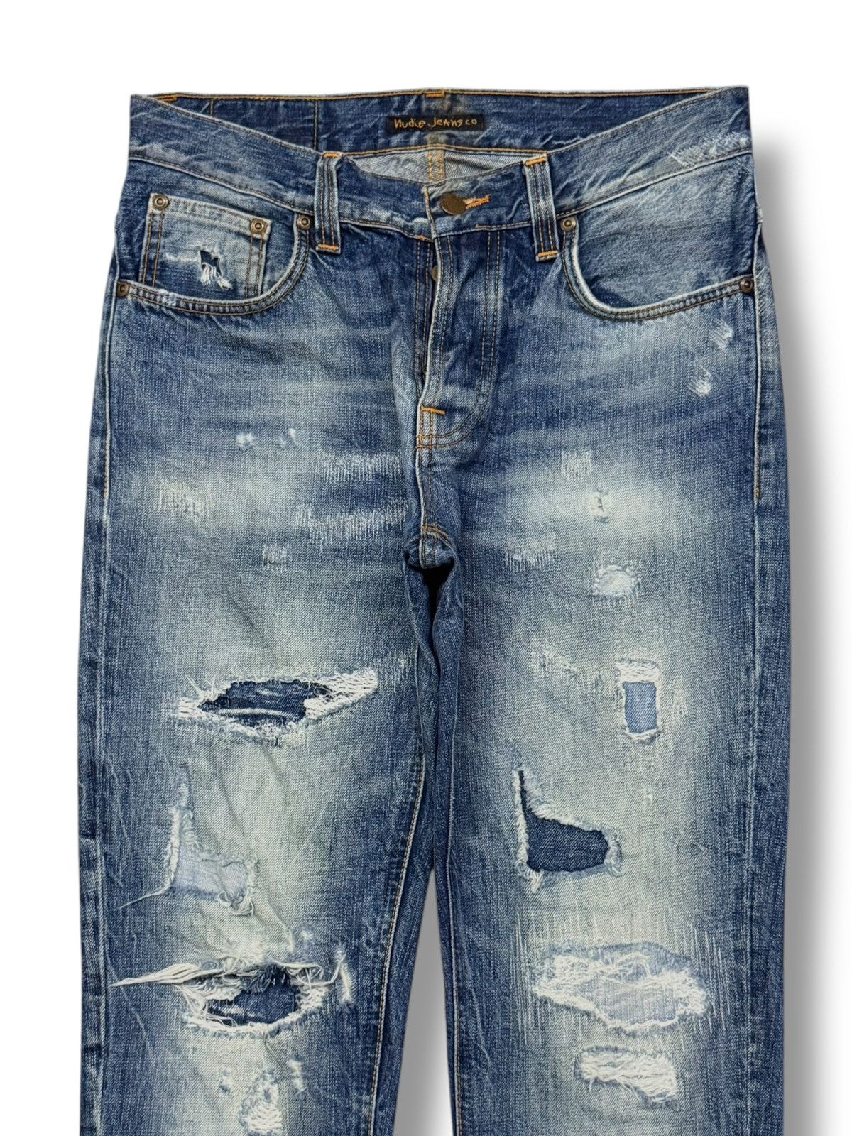 Nudie Jeans Vintage Nudie Jeans Grim Tim David Replica Distressed Denim Size US 31 - 4 Thumbnail