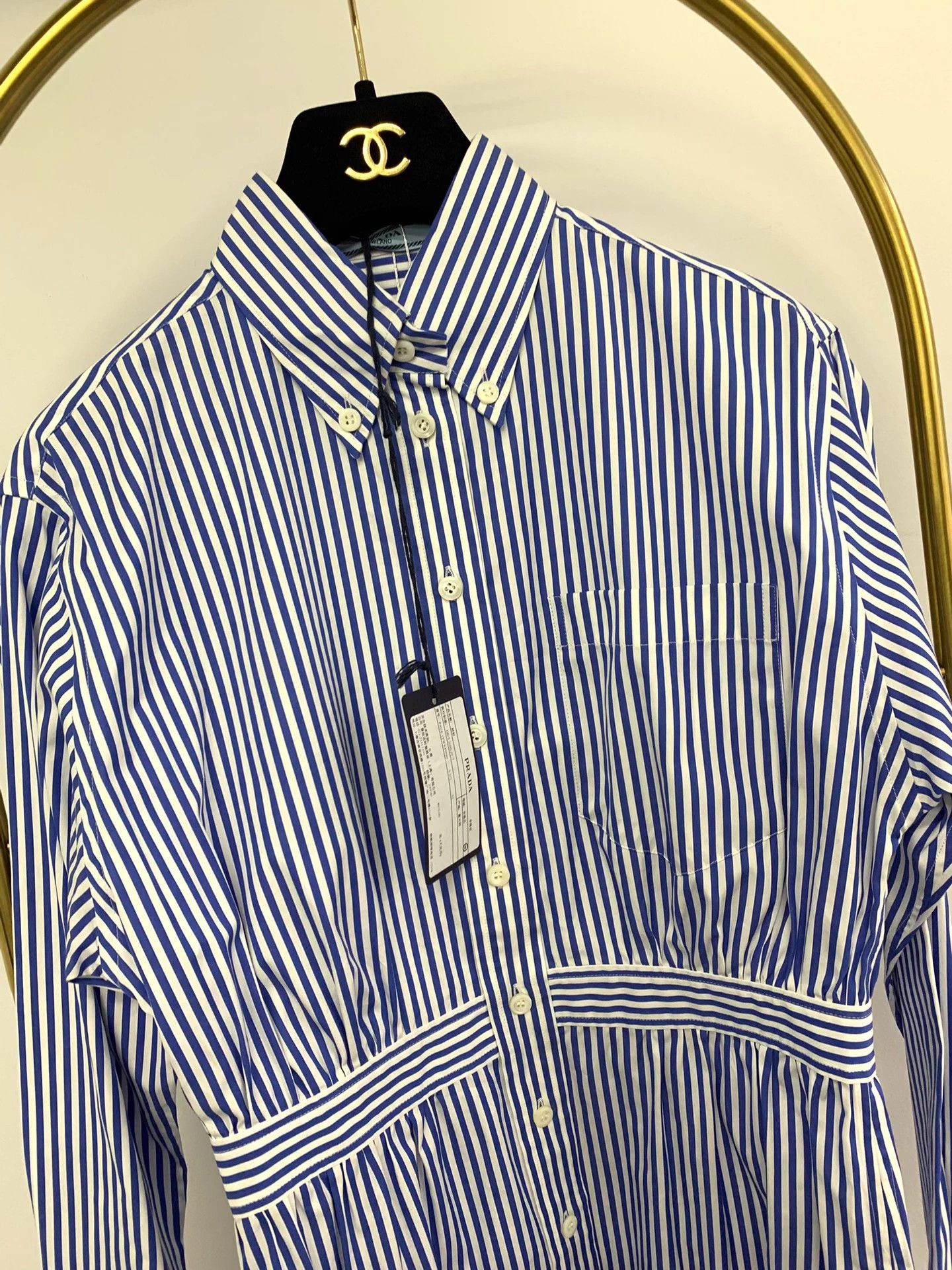 Prada Prada blue & white stripe shirtdress size 36 NWT Size XS / US 0-2 / IT 36-38 - 2 Thumbnail