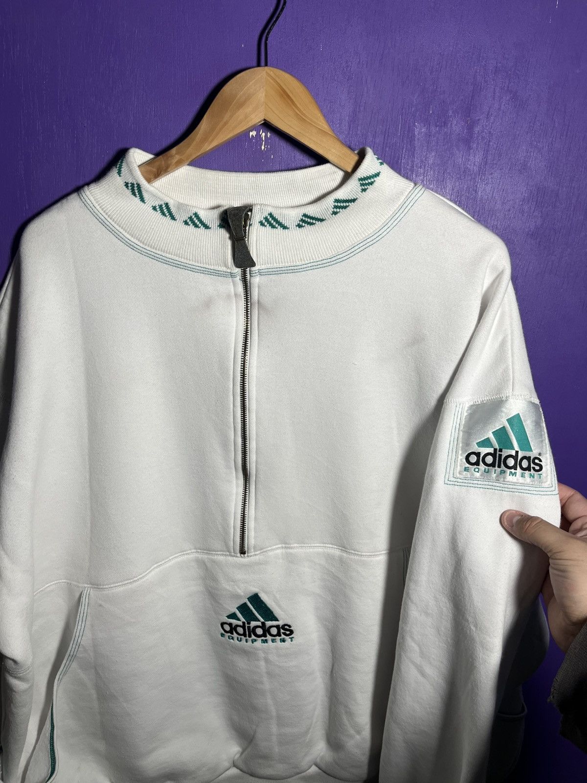 Adidas × Vintage Vintage 90s Adidas equipment quarter zip pullover jacket Size US XXL / EU 58 / 5 - 3 Thumbnail