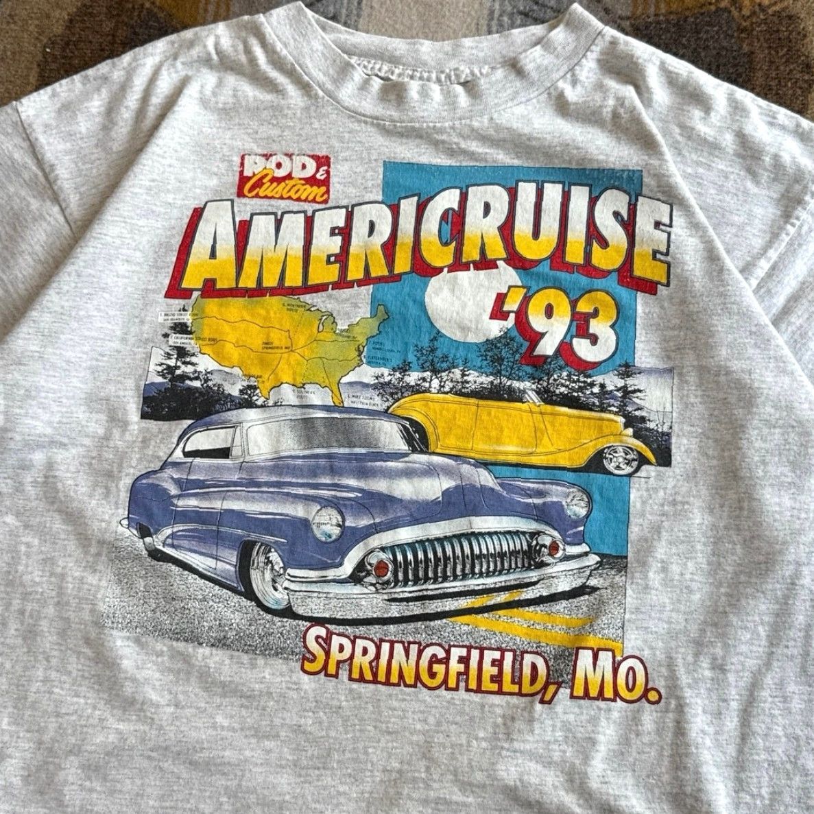 Vintage VINTAGE Americruise 1993 Springfield MO Hot Rod T-Shirt XL Made In USA Mens T-Shirt Gray 90s Cars Size XL Size US XL / EU 56 / 4 - 2 Thumbnail