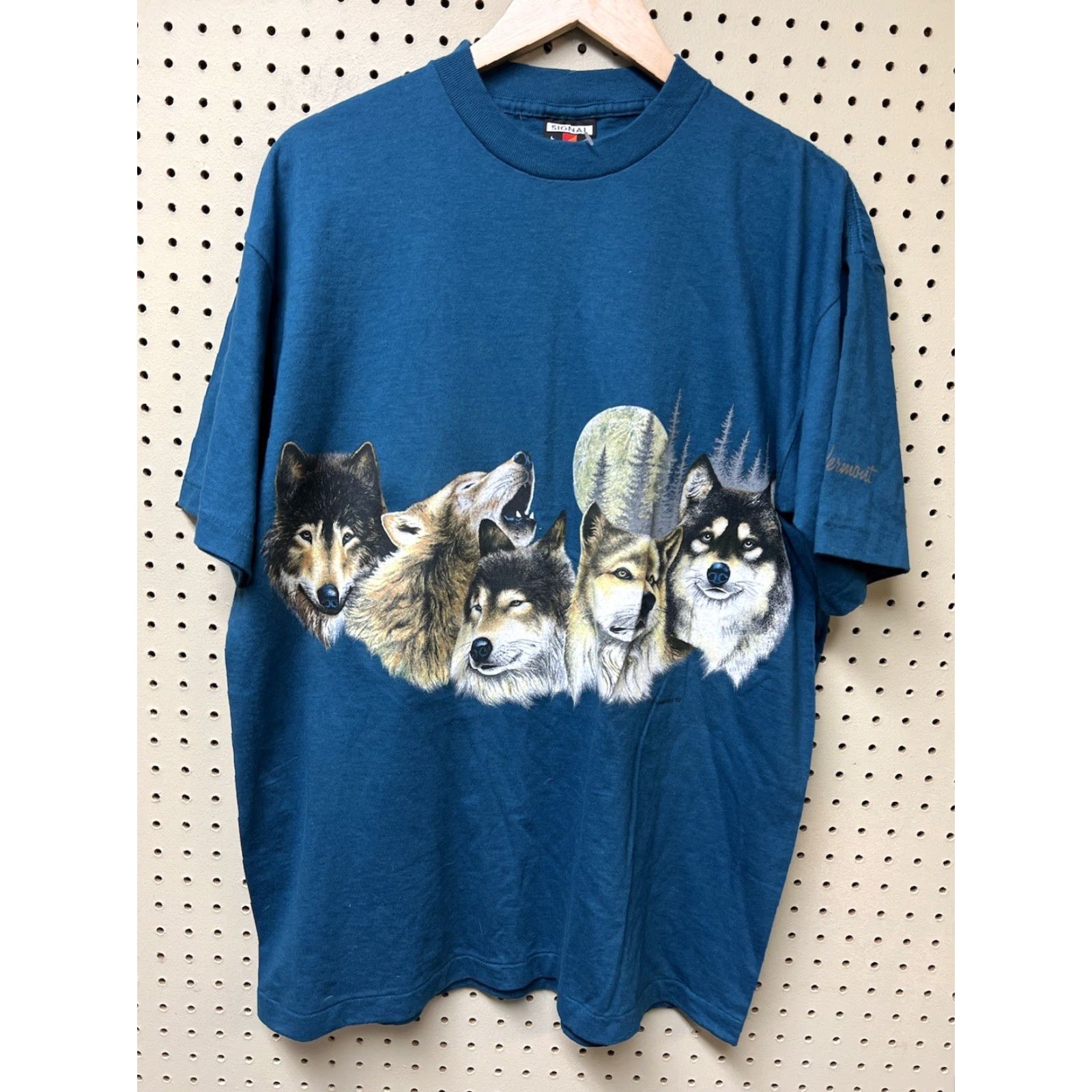 Habitat VINTAGE Habitat Vermont Wolf T-Shirt Unisex Adults L Green 90s 80s Graphic Print Crew Neck Short Sleeve Cotton Signal Sport NOS L Size US L / EU 52-54 / 3 - 2 Thumbnail