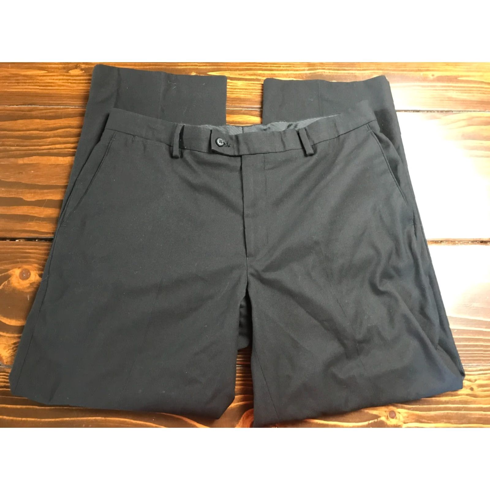 Vintage J. Ferrar Pants, Men's 36x29, Black, Modern Fit, Dress Pants, Regular Size US 36 / EU 52 - 2 Thumbnail