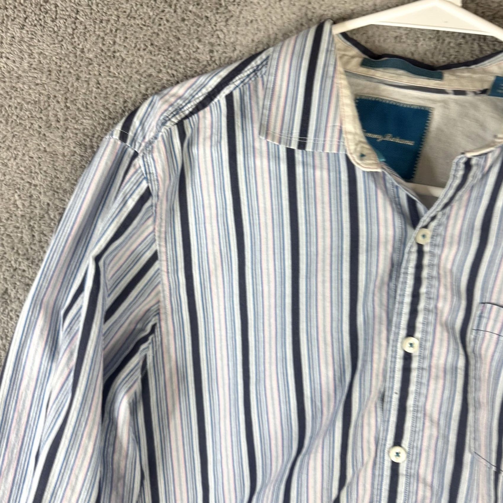Tommy Bahama Tommy Bahama Shirt Mens M Blue Stripe Island Modern Fit Long Sleeve Cotton Shirt Size US M / EU 48-50 / 2 - 5 Thumbnail
