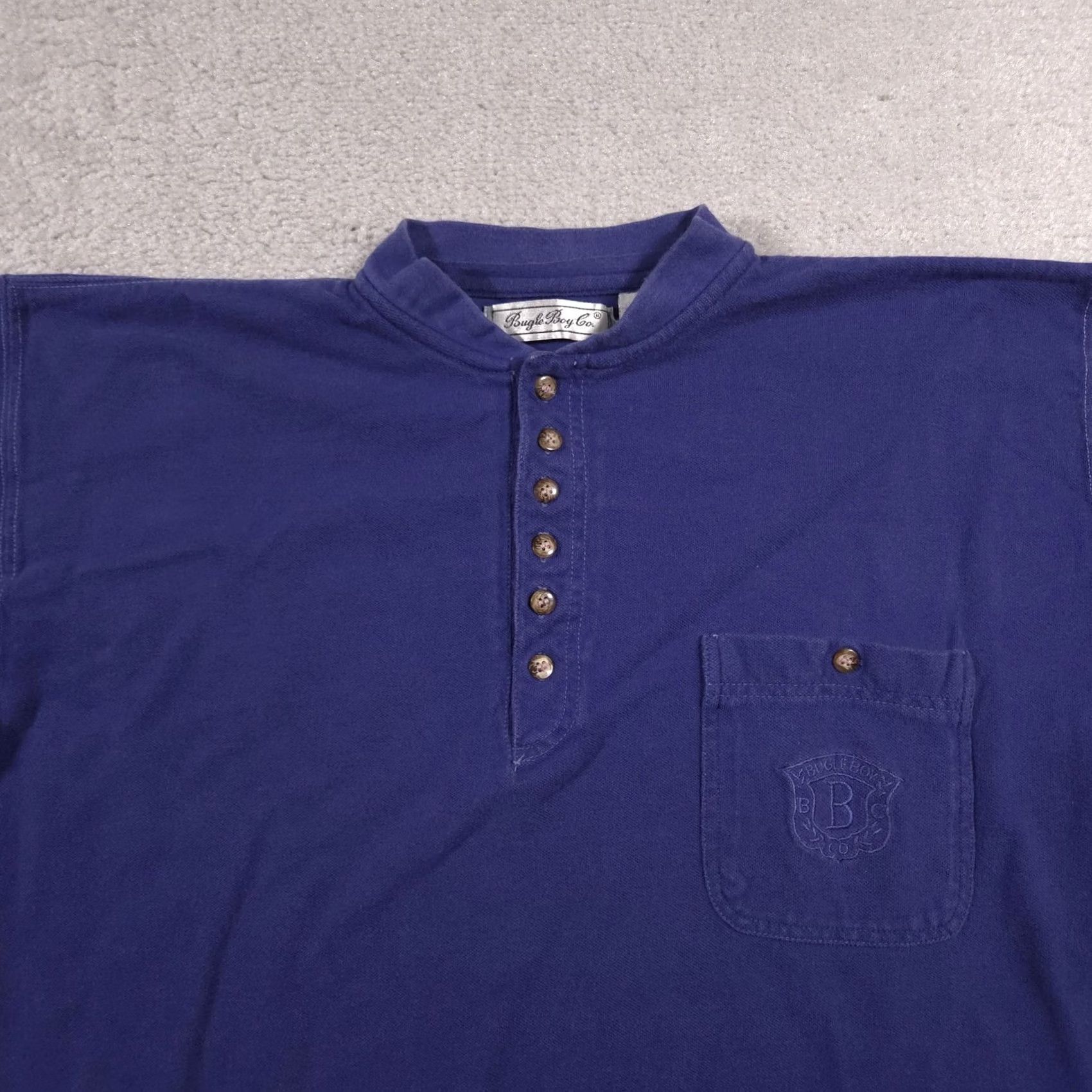 Bugle Boy VINTAGE Bugle Boy Mens Long Sleeve Henley Shirt M Blue 90s Mock Neck Pocket Size US M / EU 48-50 / 2 - 3 Thumbnail