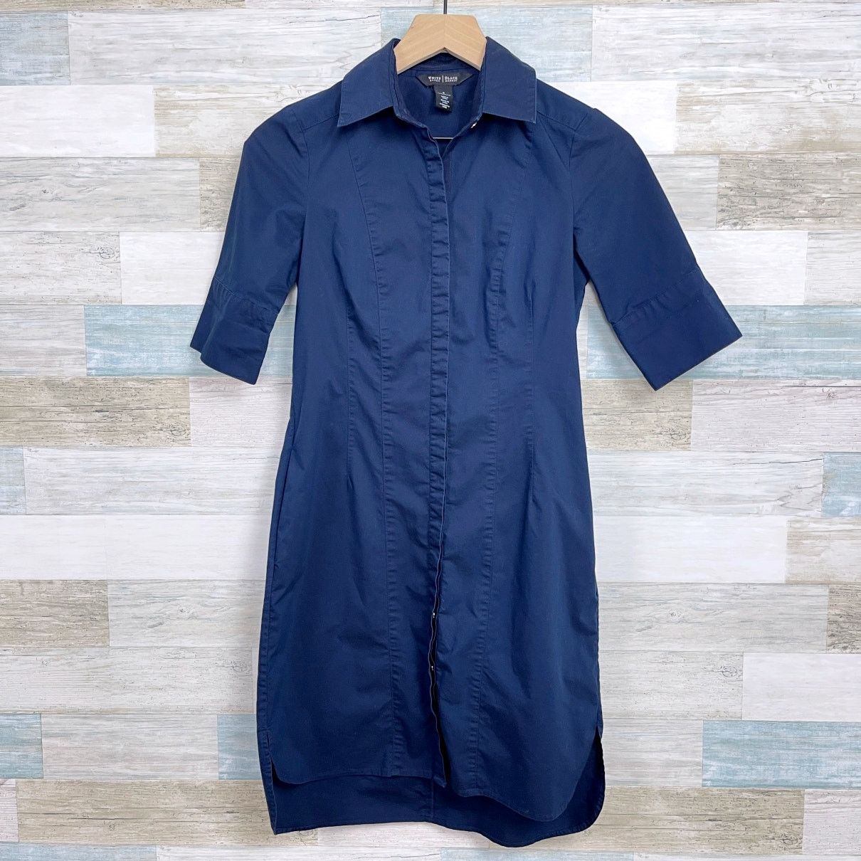 White House Black Market White House Black Market Short Sleeve Dress Blue Womens 0 Size XS / US 0-2 / IT 36-38 - 1 Thumbnail