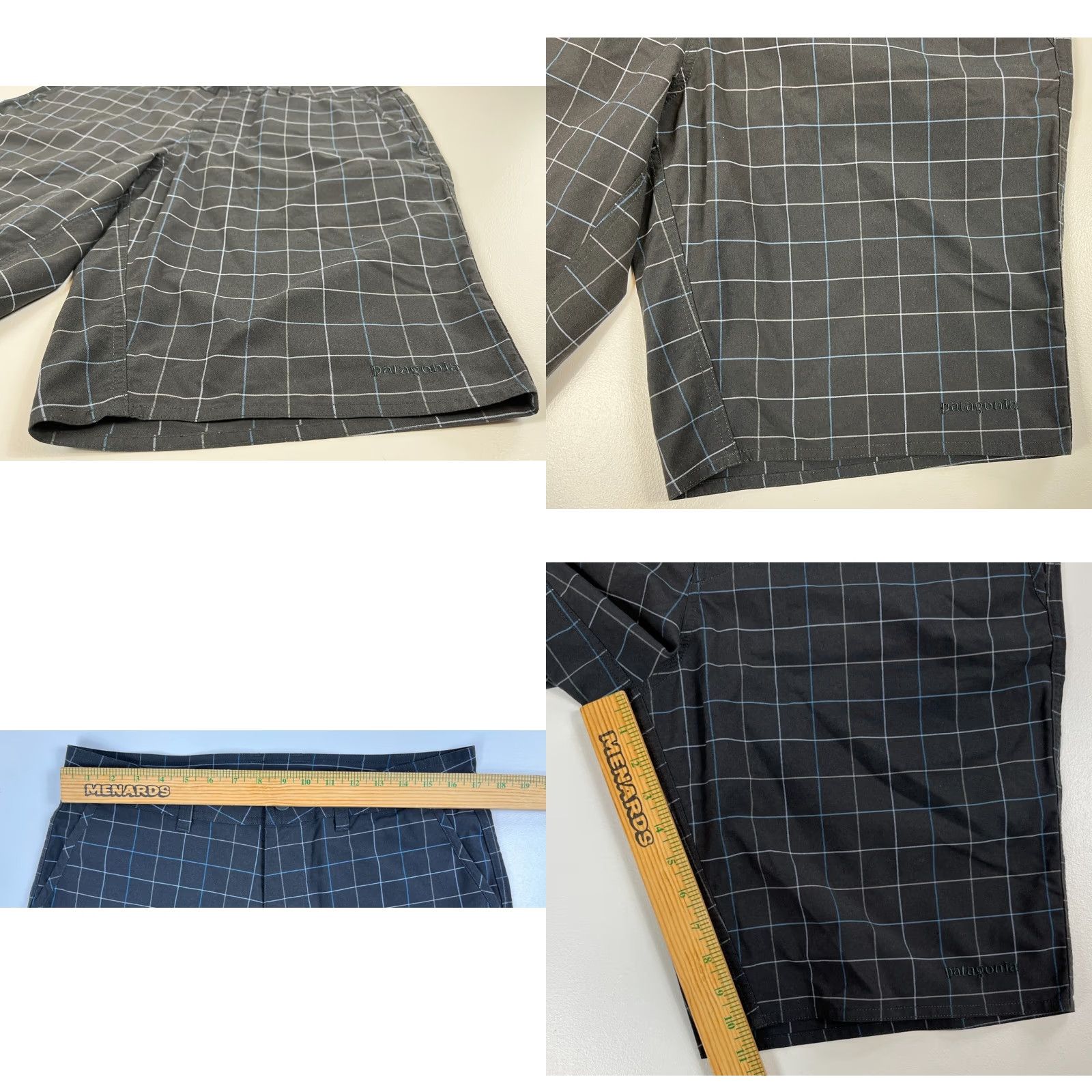 Patagonia Patagonia Men's Shorts Windowpane 33 Waist 10.5in Inseam Charcoal/Black Pockets Lightweight Casual Travel Chino Outdoor Polyester Nylon Size US 33 - 8 Thumbnail