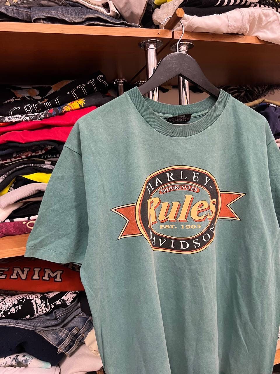 Harley Davidson × Vintage Vintage 1991 Harley Davidson "Harley Rules" T-shirt Size US XL / EU 56 / 4 - 2 Thumbnail
