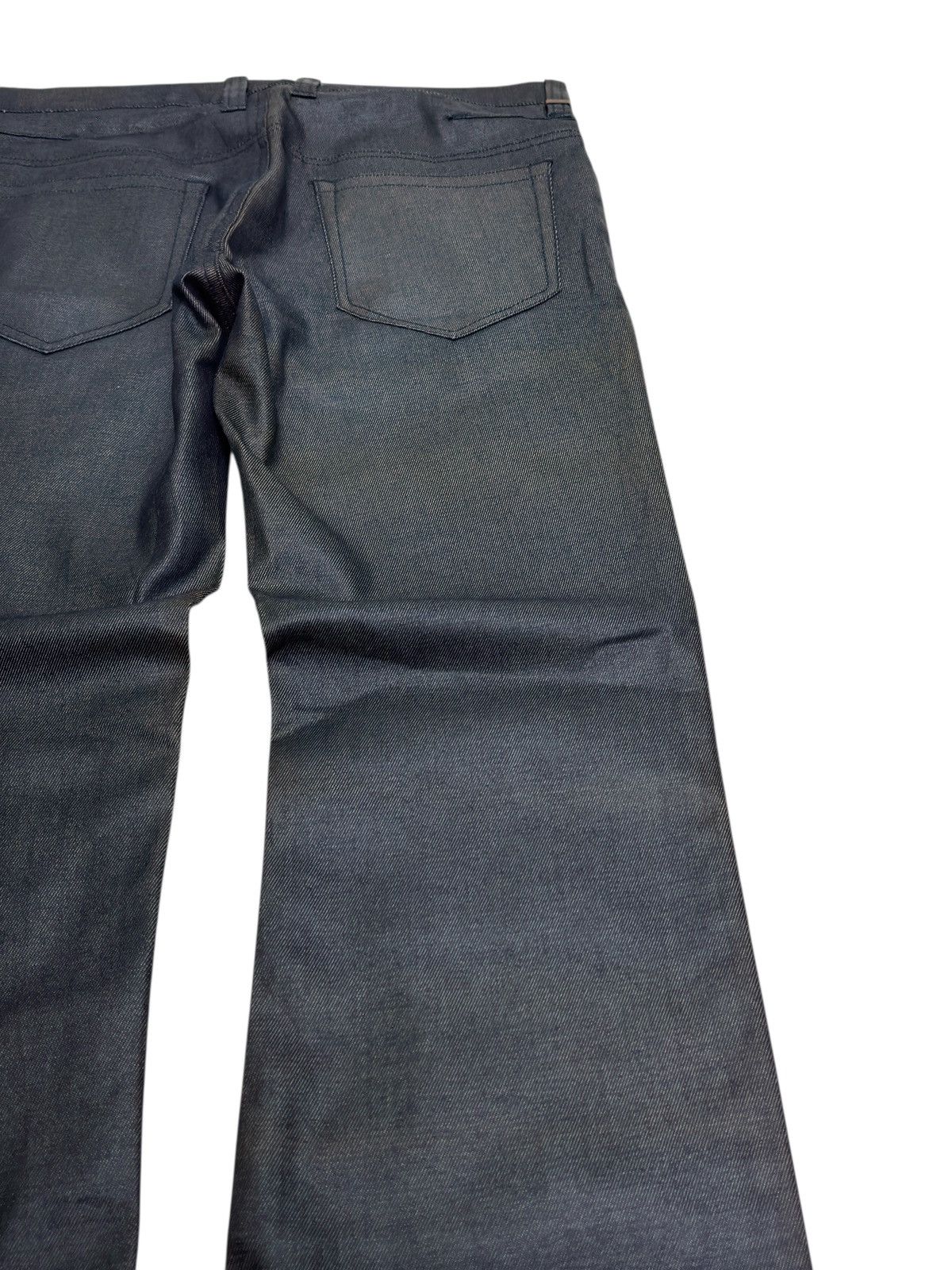 Vintage Flare Comme Ça Men Waxed Black Jeans Coated Back Faded Marks Size US 31 - 11 Thumbnail