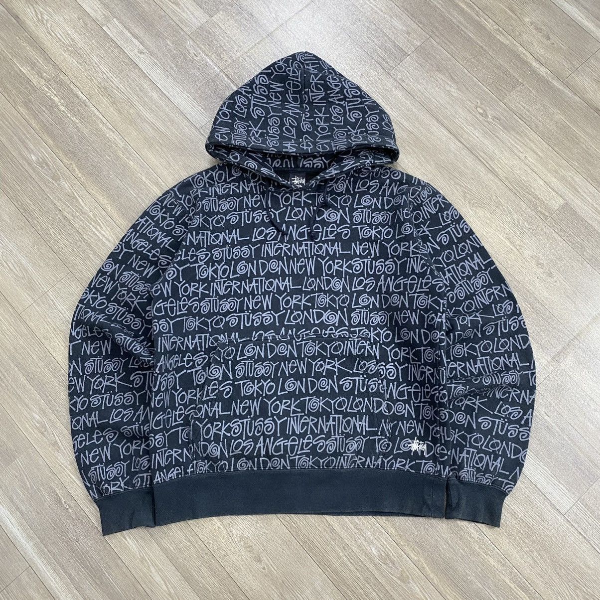 Stussy 00s Stussy World Tour Monogram Logo Pull Over Hoodie Japan Size US S / EU 44-46 / 1 - 1 Thumbnail