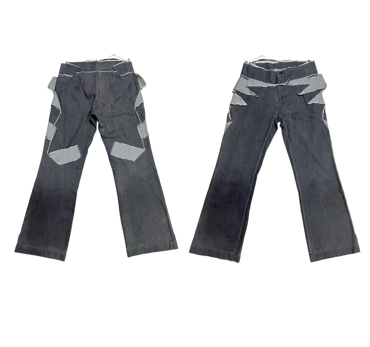 Issey Miyake Vintage Issey Miyake Reconstructed Patchwork Flare Jeans Size 31" - 1 Thumbnail