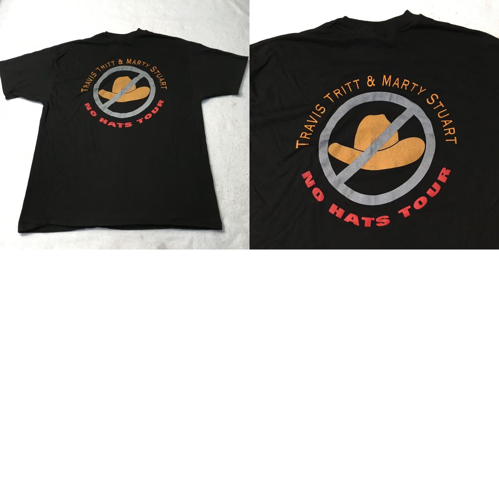 Hanes VINTAGE Travis Tritt Marty Stuart No Hats Tour 1992 T Shirt Black L 90s Music Country Group Promo Mens Size US XL / EU 56 / 4 - 8 Thumbnail
