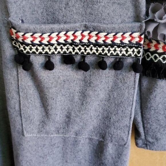 Designer BTFBM Gray Unique Embellished Ribbon, Pompoms Sleeves & Pock Size L / US 10 / IT 46 - 5 Thumbnail