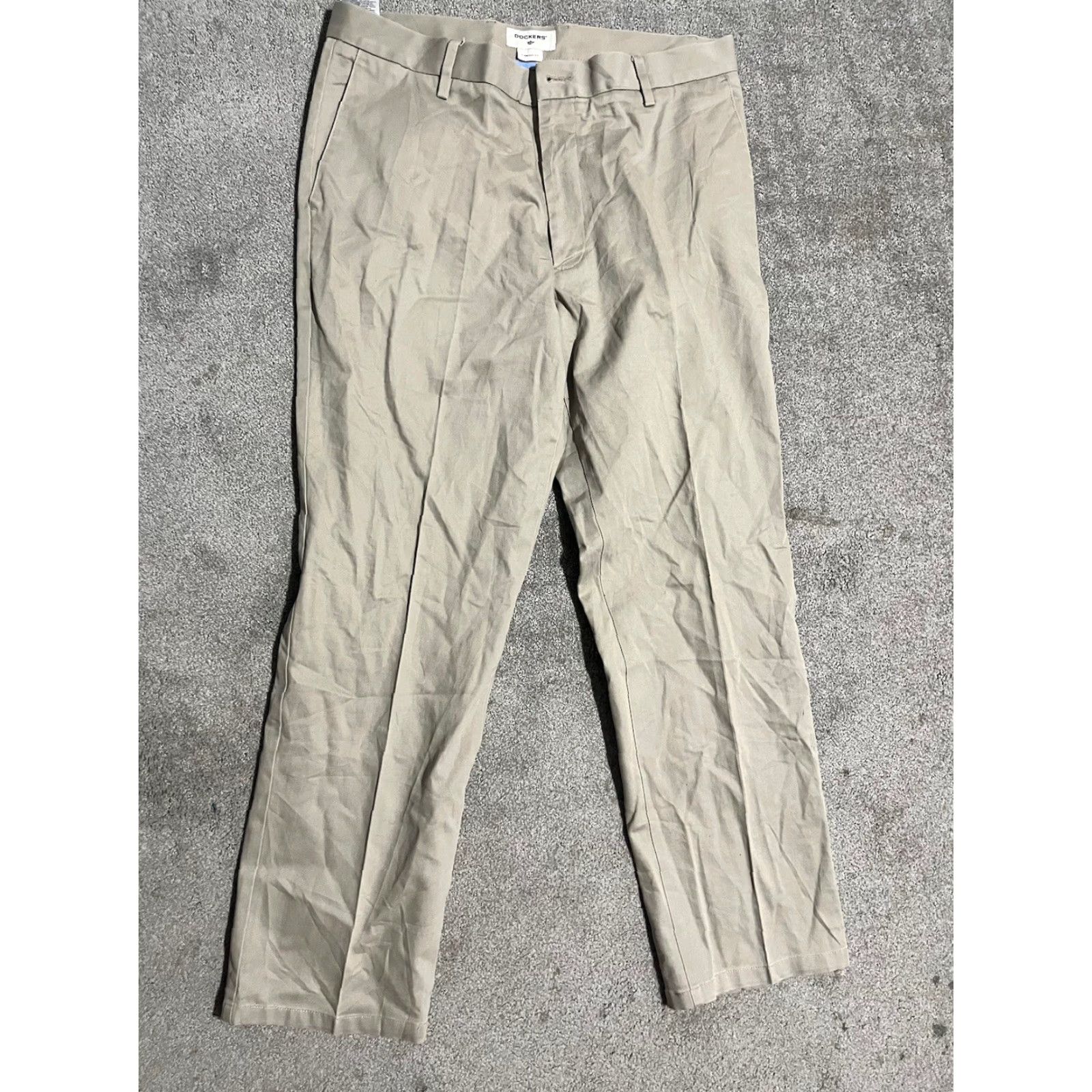 Dockers DOCKERS Pants Flat Front Straight Regular Men 34x30 Beige Chino Classic Belt Loops Cotton Lounge/Workwear Size US 34 / EU 50 - 2 Thumbnail