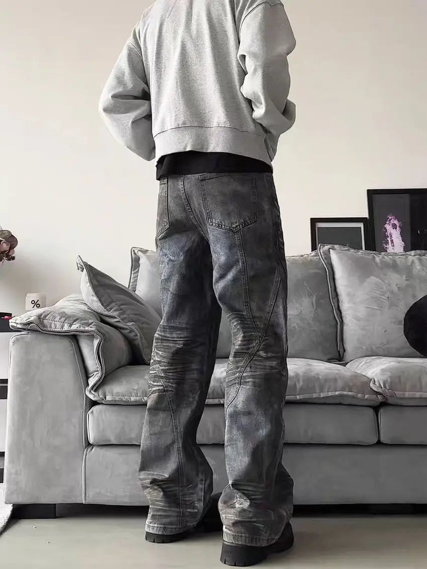 Designer × Japanese Brand Washed Vintage Dirty Dye Multi-Thread Denim Trousers Size US 34 / EU 50 - 5 Thumbnail
