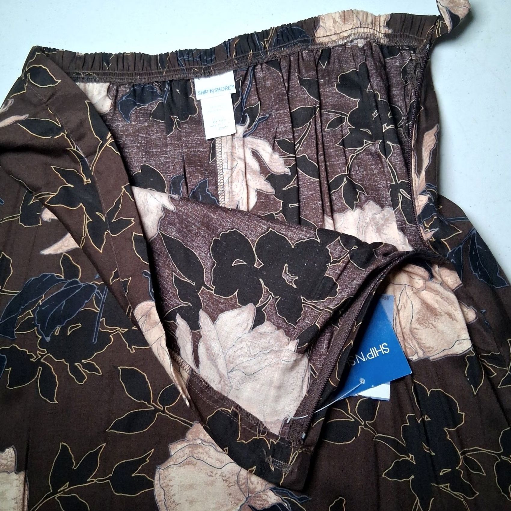 Vintage VINTAGE Skirt Women Long Brown Floral Rayon USA Made Maxi NEW L Size 36" / US 14 / IT 50 - 7 Thumbnail