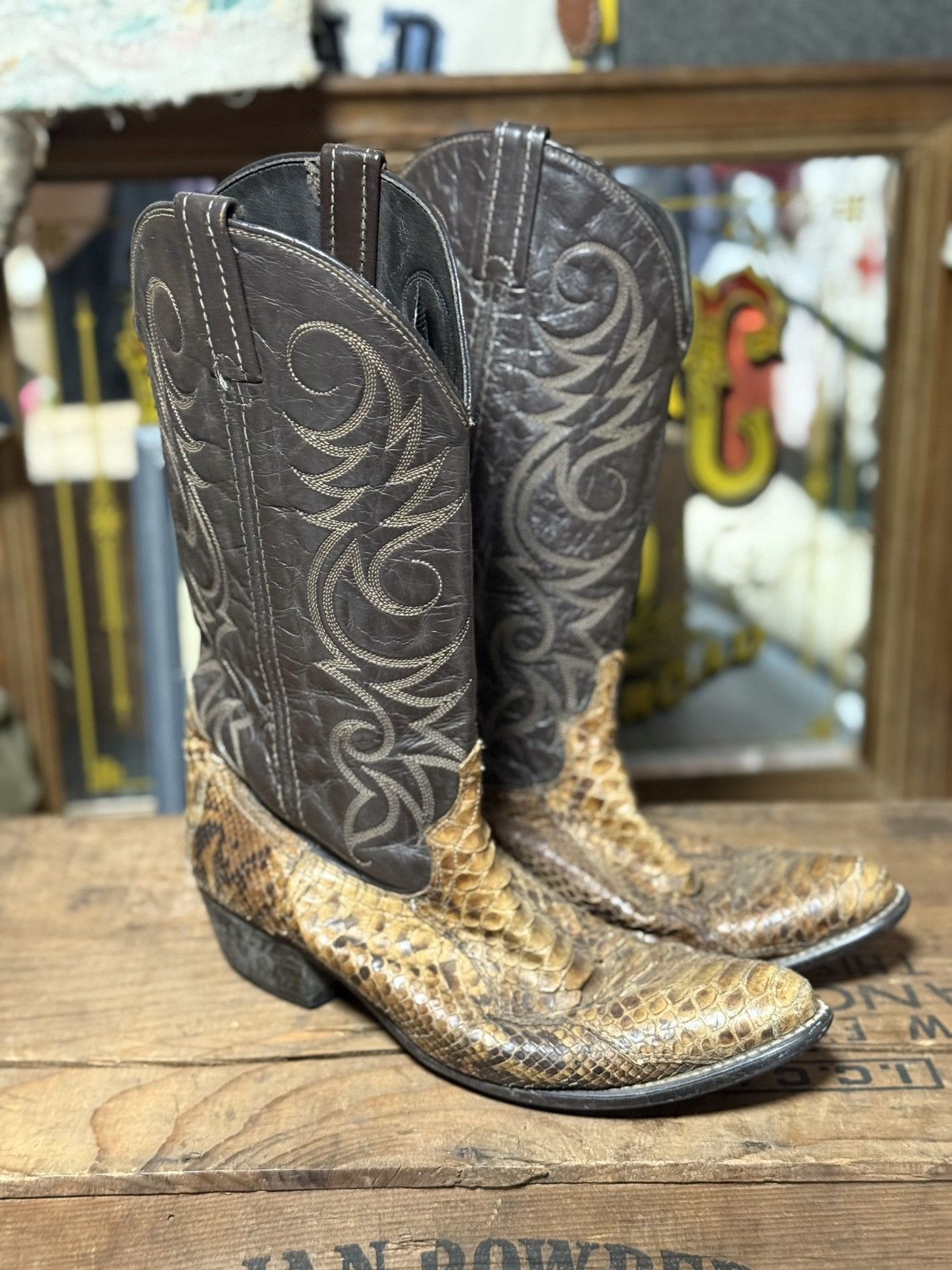 Other Vintage Acme Snake Skin Leather Boots Size US 9.5 / EU 42-43 - 2 Thumbnail