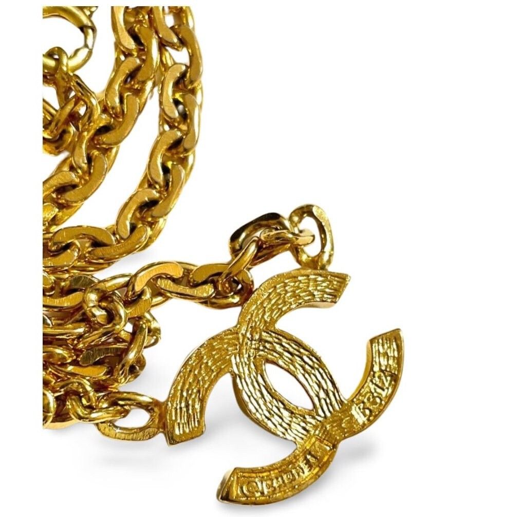 Chanel Vintage CHANEL golden chain necklace with crystal CC mark Size ONE SIZE - 2 Thumbnail