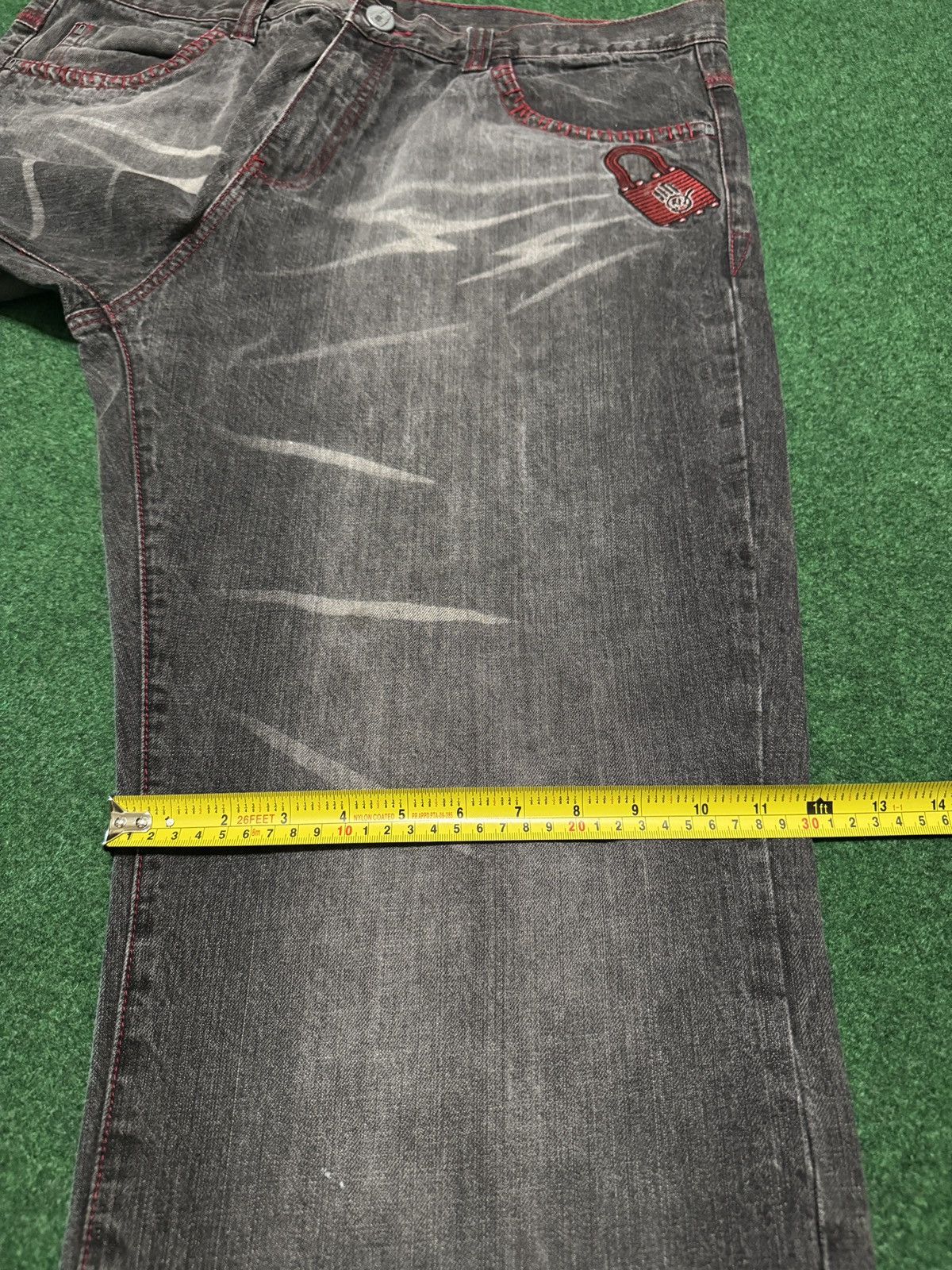 Vintage Miskeen Streetwear Wide Leg Y2K Denim Pants 42x32 Black Size US 42 / EU 58 - 9 Thumbnail