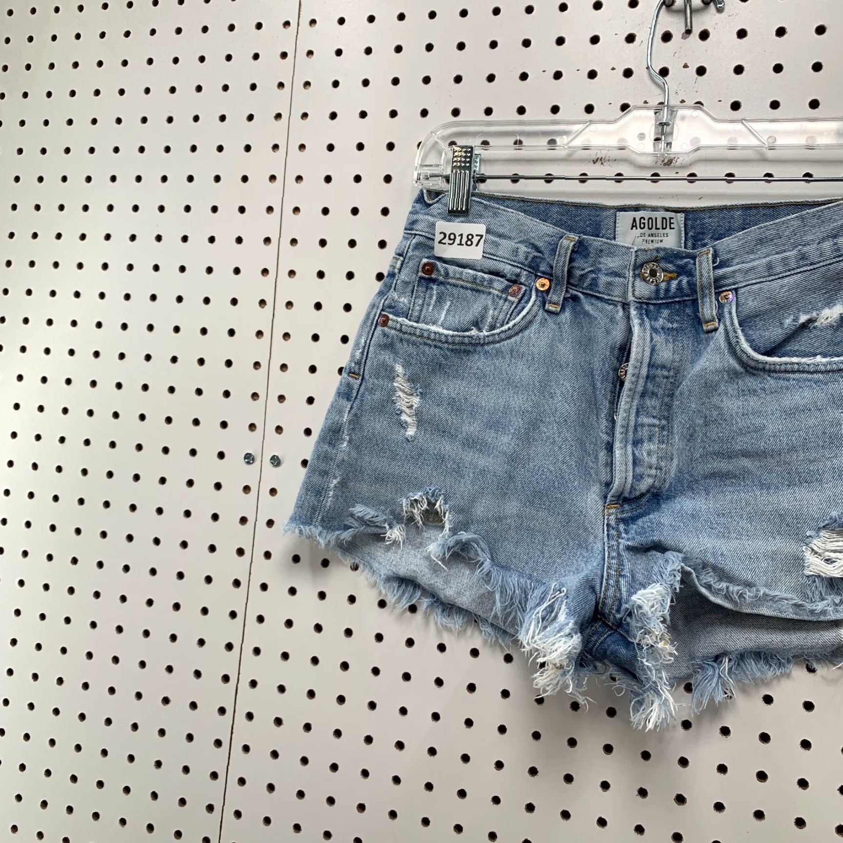 Agolde AGOLDE Cut Off Button Fly Denim Shorts Womens Size 25 fits 28x2 Distressed Size 42" / US 20 - 2 Thumbnail