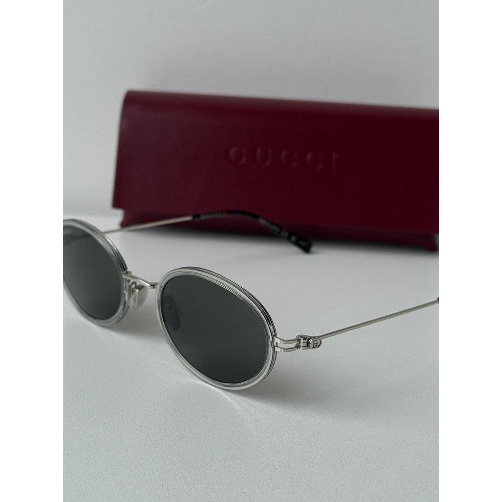 Gucci NEW Gucci GG1980S 003 Silver Oval Sunglasses $545 Size ONE SIZE - 3 Thumbnail