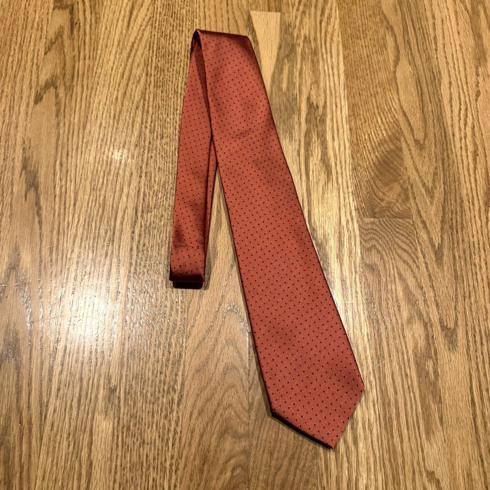Vintage VINTAGE Massimo Bizzocchi Tie Men’s Orange Polka Dot 100% Silk Designer Made in Italy Size ONE SIZE - 3 Thumbnail