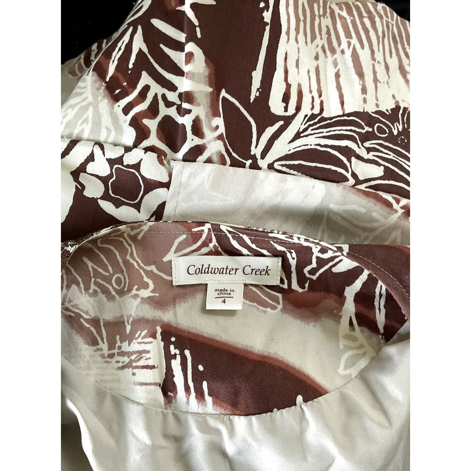 Coldwater Creek Coldwater Creek Blazer Jacket Cropped 4 Brown Geometric Beads Geometric Pattern Lined 3/4 Sleeve Womens Size S / US 4 / IT 40 - 5 Thumbnail