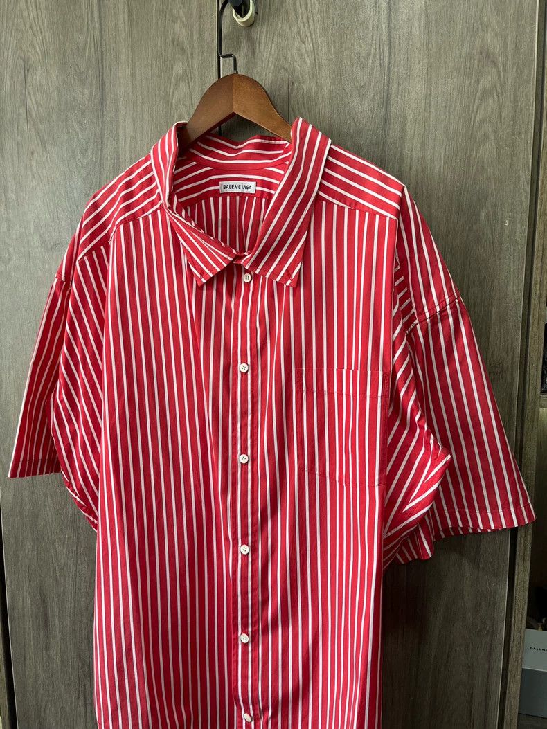 Balenciaga Balenciaga Red and White Striped Cotton Shirt Size XXS / US 00 / IT 34 - 6 Thumbnail